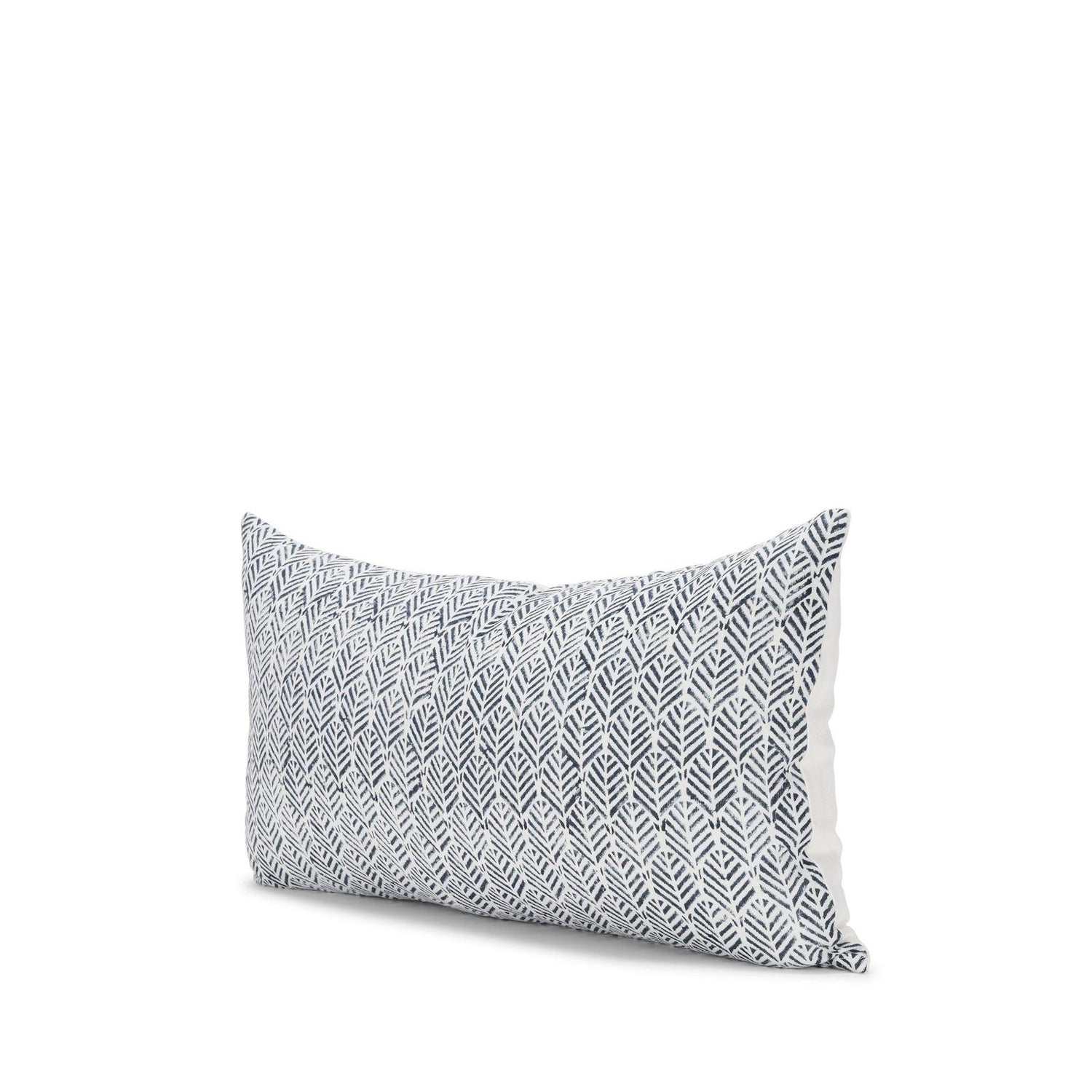 Mercana Janelle Cream w/ Indigo Print Linen Lumbar Decorative Pillow Cover Clearance