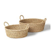 Mercana Ayanna Deep Nesting Seagrass Baskets w/ Handles - Set of 2