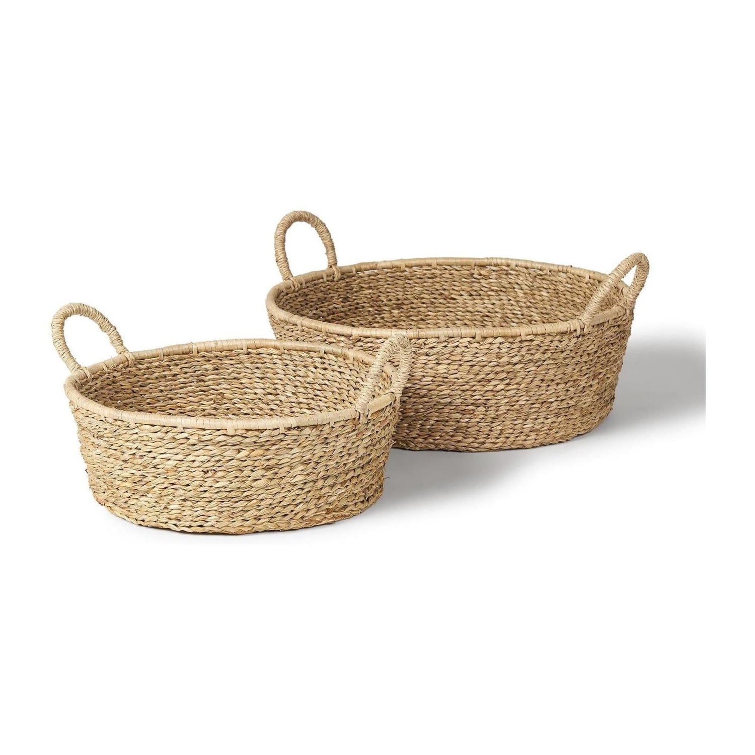 Mercana Ayanna Deep Nesting Seagrass Baskets w/ Handles - Set of 2
