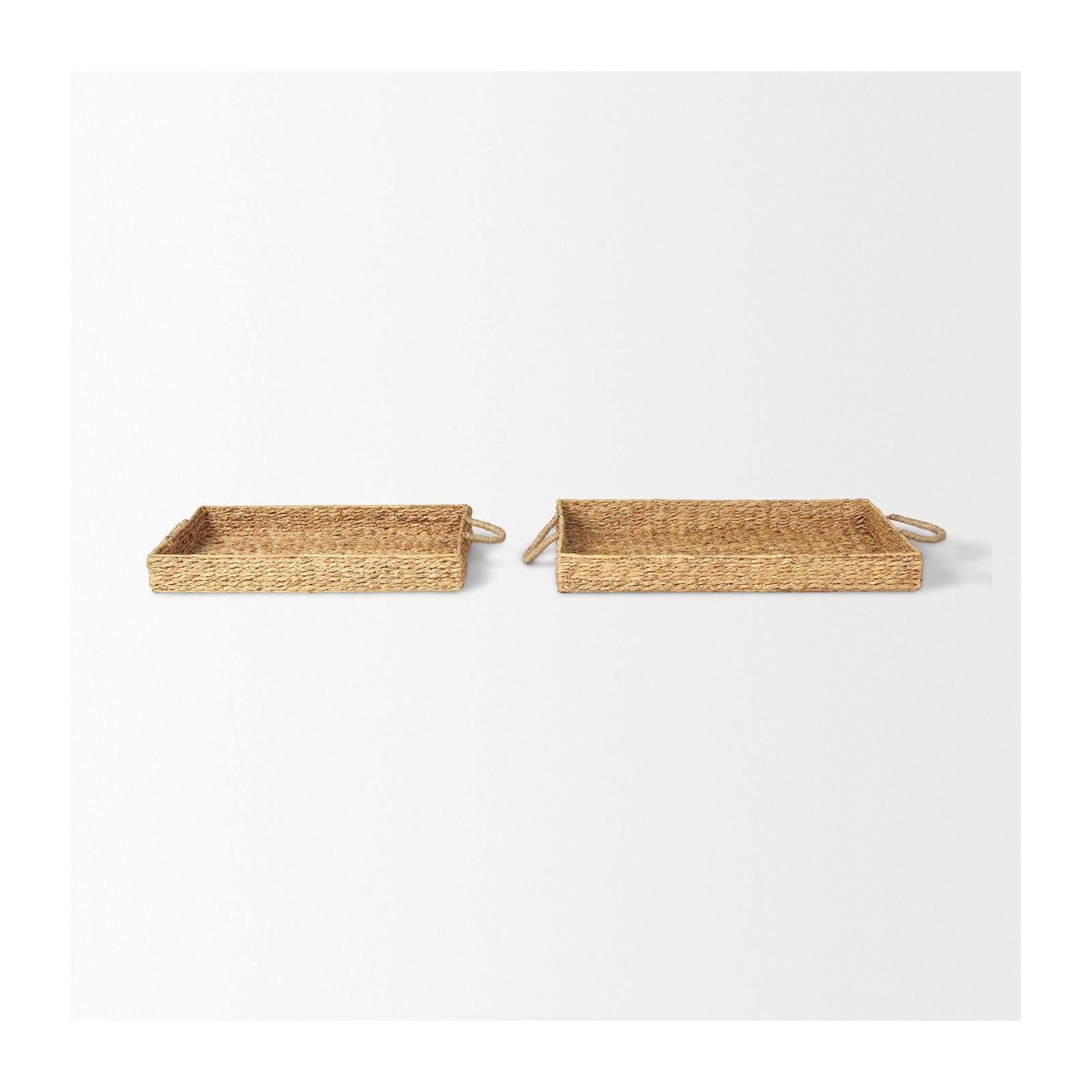 Mercana Hona Large Recatangular Nesting Water Hyacinth Trays- Set of 2