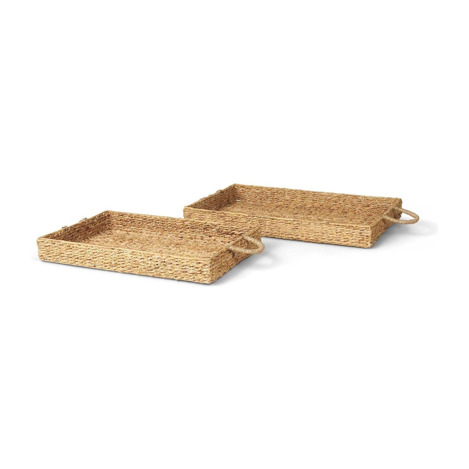 Mercana Hona Large Recatangular Nesting Water Hyacinth Trays- Set of 2