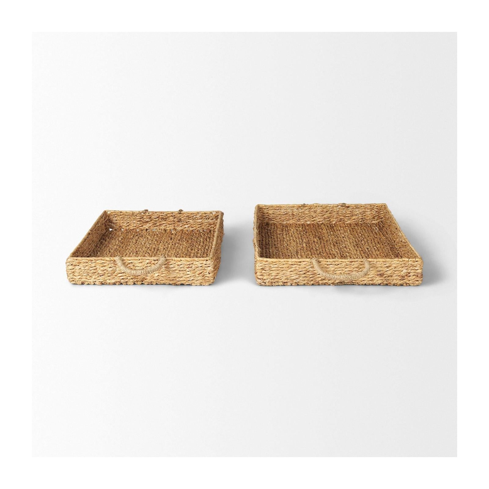 Mercana Hona Large Recatangular Nesting Water Hyacinth Trays- Set of 2