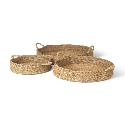 Mercana Ulana Round Nesting Seagrass Trays w/ Loop Handles - Set of 3