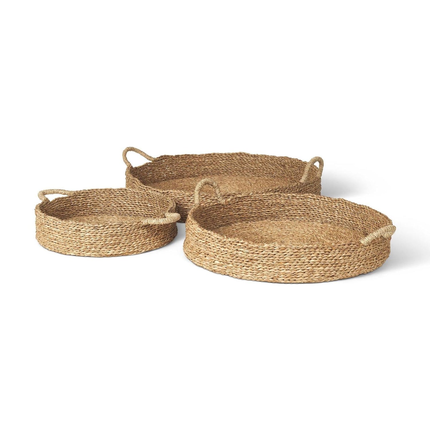 Mercana Ulana Round Nesting Seagrass Trays w/ Loop Handles - Set of 3