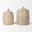 Mercana Kairi Seagrass Floor Baskets w/ Lids and Handles- Set of 2