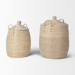 Mercana Kairi Seagrass Floor Baskets w/ Lids and Handles- Set of 2