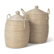 Mercana Kairi Seagrass Floor Baskets w/ Lids and Handles- Set of 2