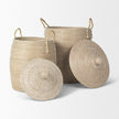 Mercana Kairi Seagrass Floor Baskets w/ Lids and Handles- Set of 2