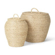 Mercana Kalopa Seagrass Floor Baskets w/ Flat Handled Lid- Set of 2