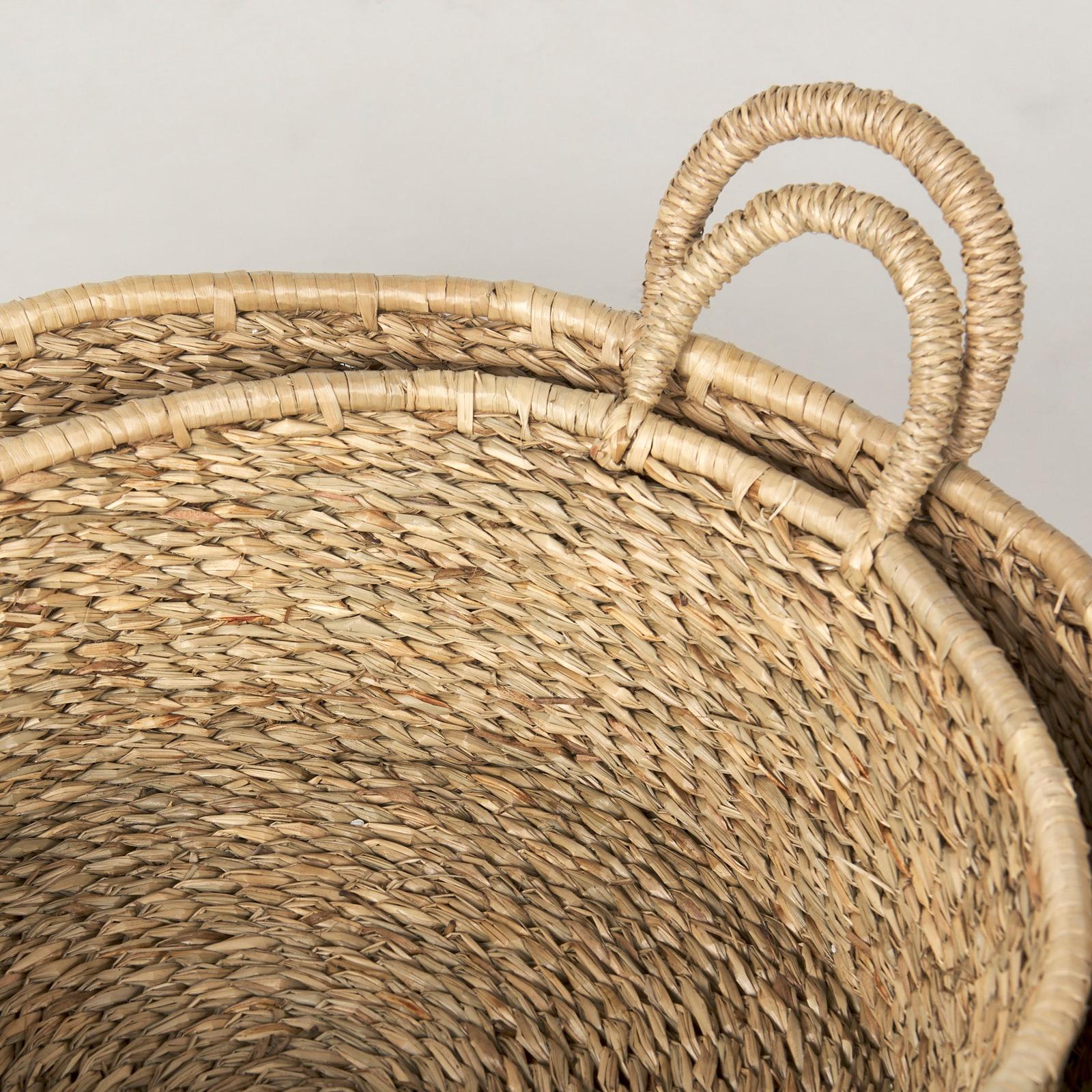 Mercana Ayanna Deep Nesting Seagrass Baskets w/ Handles - Set of 2