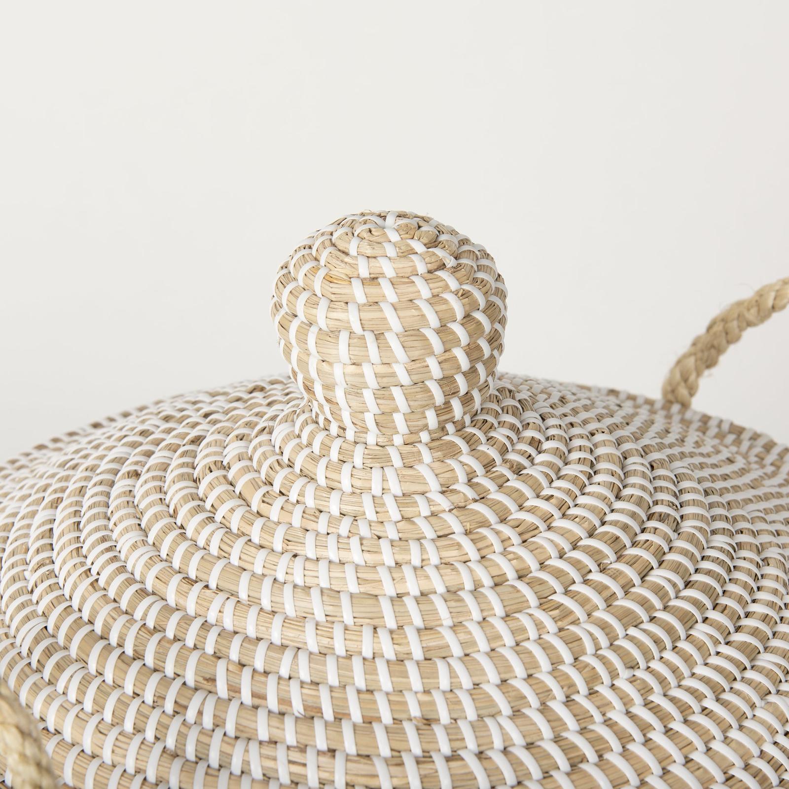 Mercana Kairi Seagrass Floor Baskets w/ Lids and Handles- Set of 2