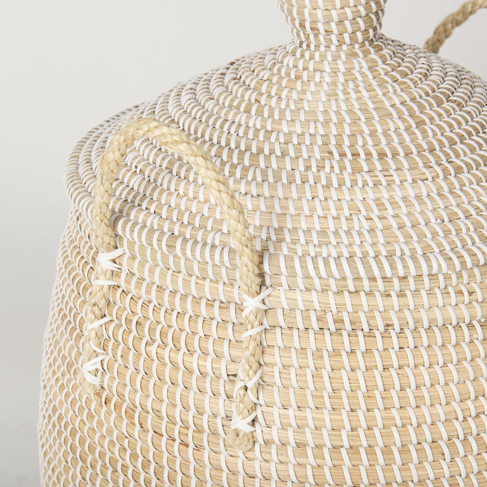 Mercana Kairi Seagrass Floor Baskets w/ Lids and Handles- Set of 2