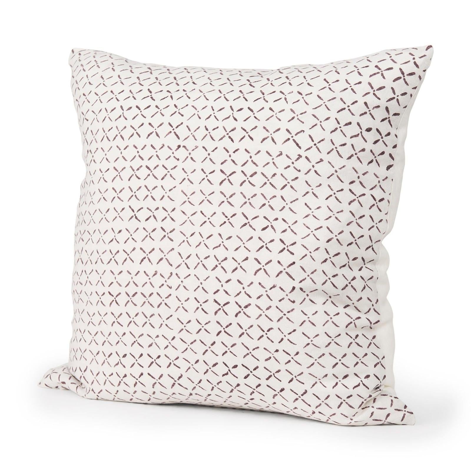 Mercana Jayden Cream w/ Merlot Print Linen Decorative Pillow Cover Clearance