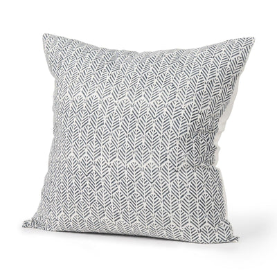 Mercana Jennelle Cream w/ Indigo Print Linen Square Decorative Pillow Cover Clearance