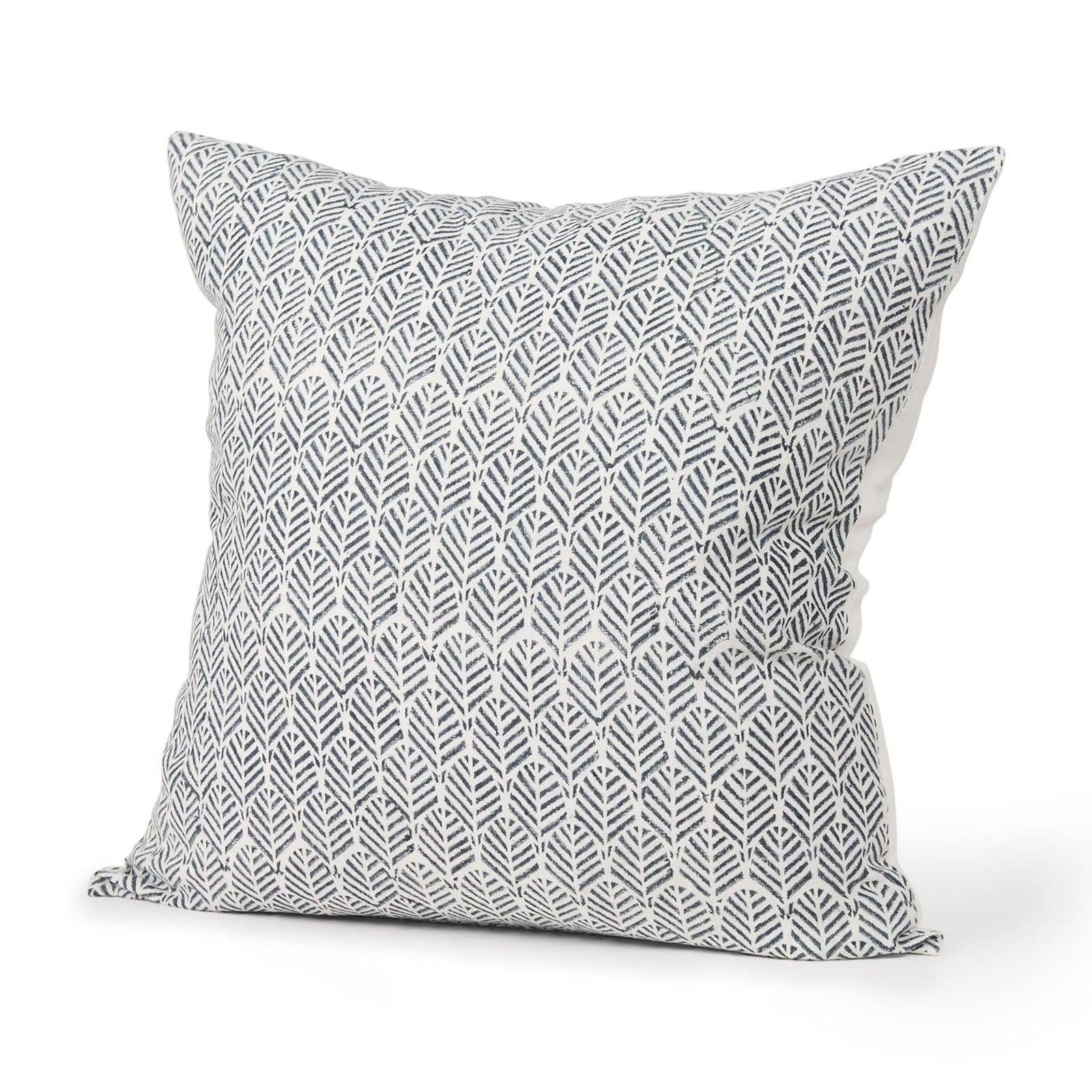 Mercana Jennelle Cream w/ Indigo Print Linen Square Decorative Pillow Cover Clearance