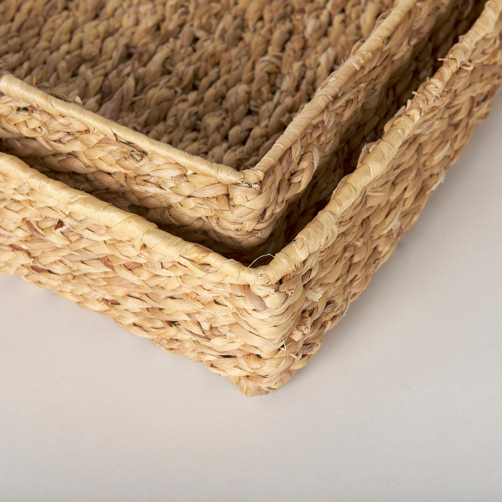 Mercana Hona Large Recatangular Nesting Water Hyacinth Trays- Set of 2