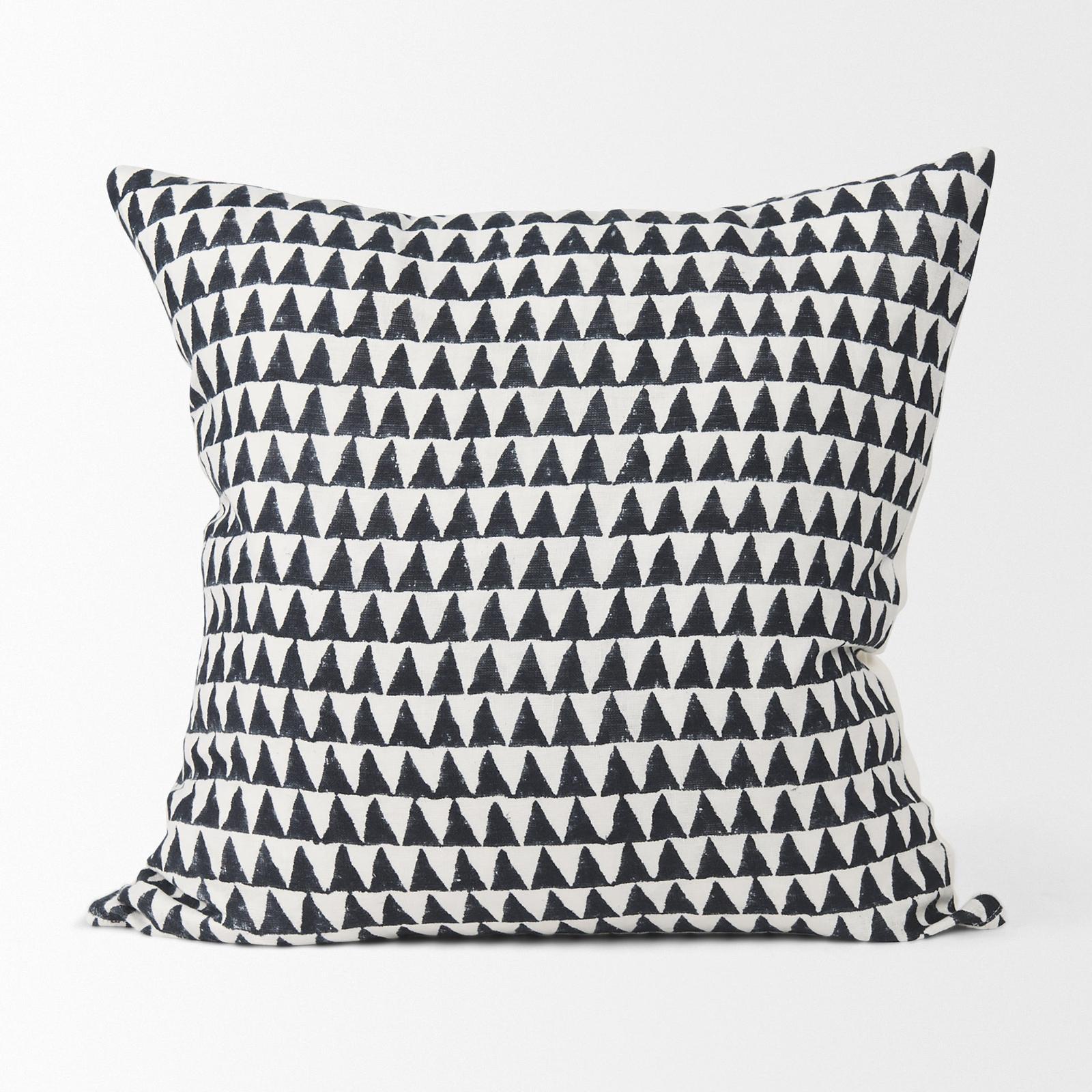 Mercana Jolie Cream w/ Black Print Linen Decorative Pillow Cover Clearance