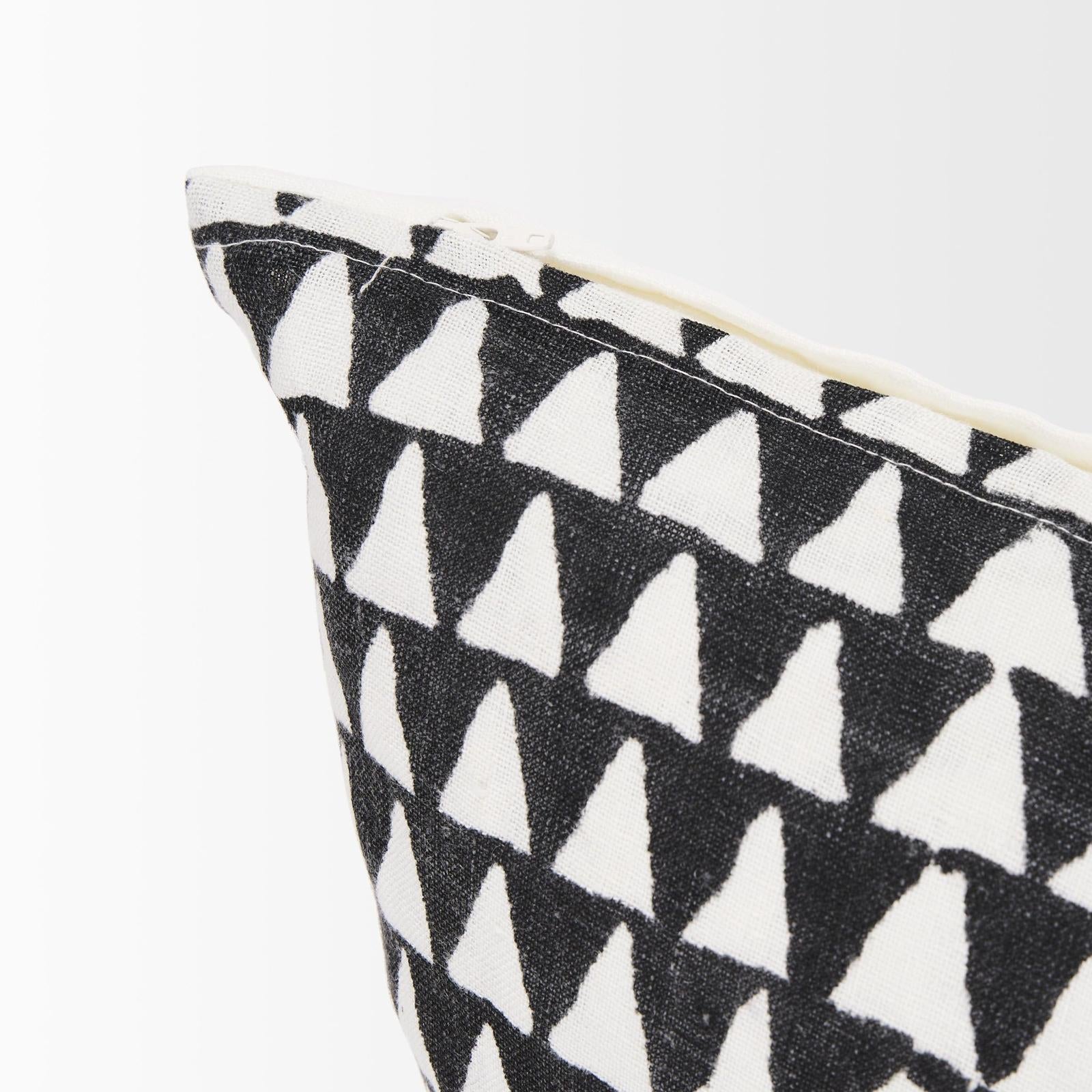 Mercana Jolie Cream w/ Black Print Linen Decorative Pillow Cover Clearance