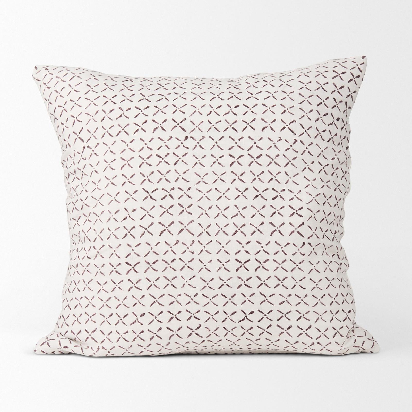 Mercana Jayden Cream w/ Merlot Print Linen Decorative Pillow Cover Clearance
