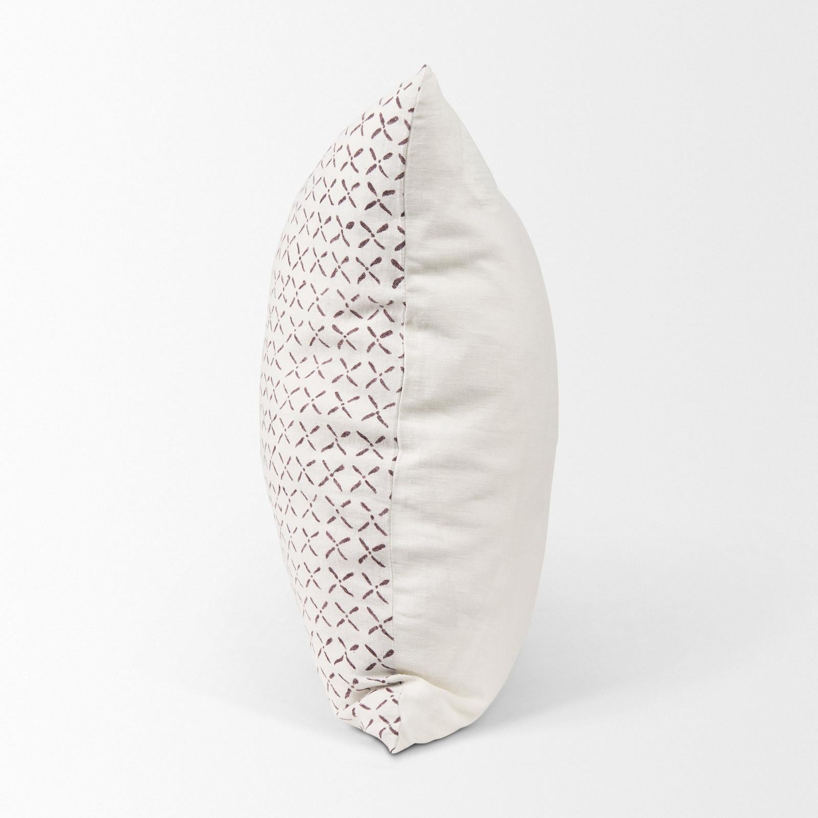 Mercana Jayden Cream w/ Merlot Print Linen Decorative Pillow Cover Clearance