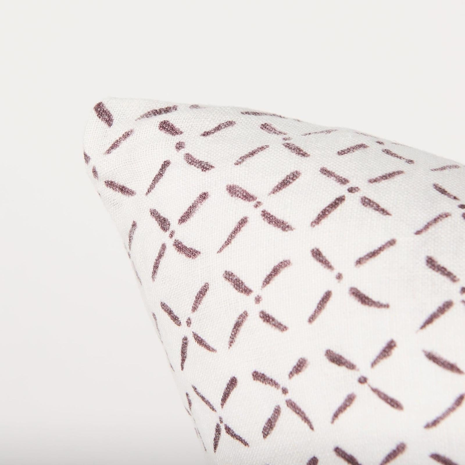 Mercana Jayden Cream w/ Merlot Print Linen Decorative Pillow Cover Clearance