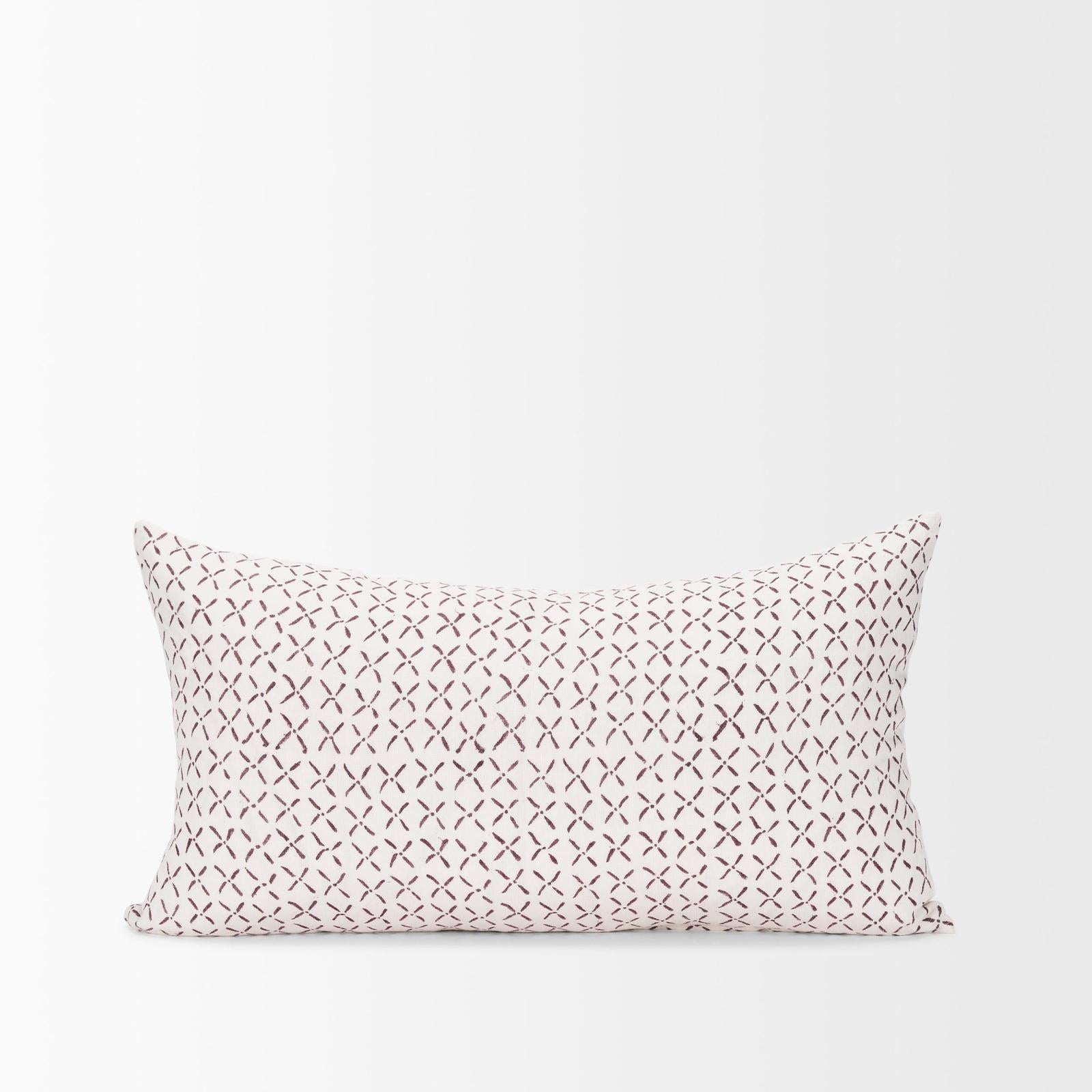 Mercana Jayden Cream w/ Merlot Print Linen Decorative Pillow Cover Clearance