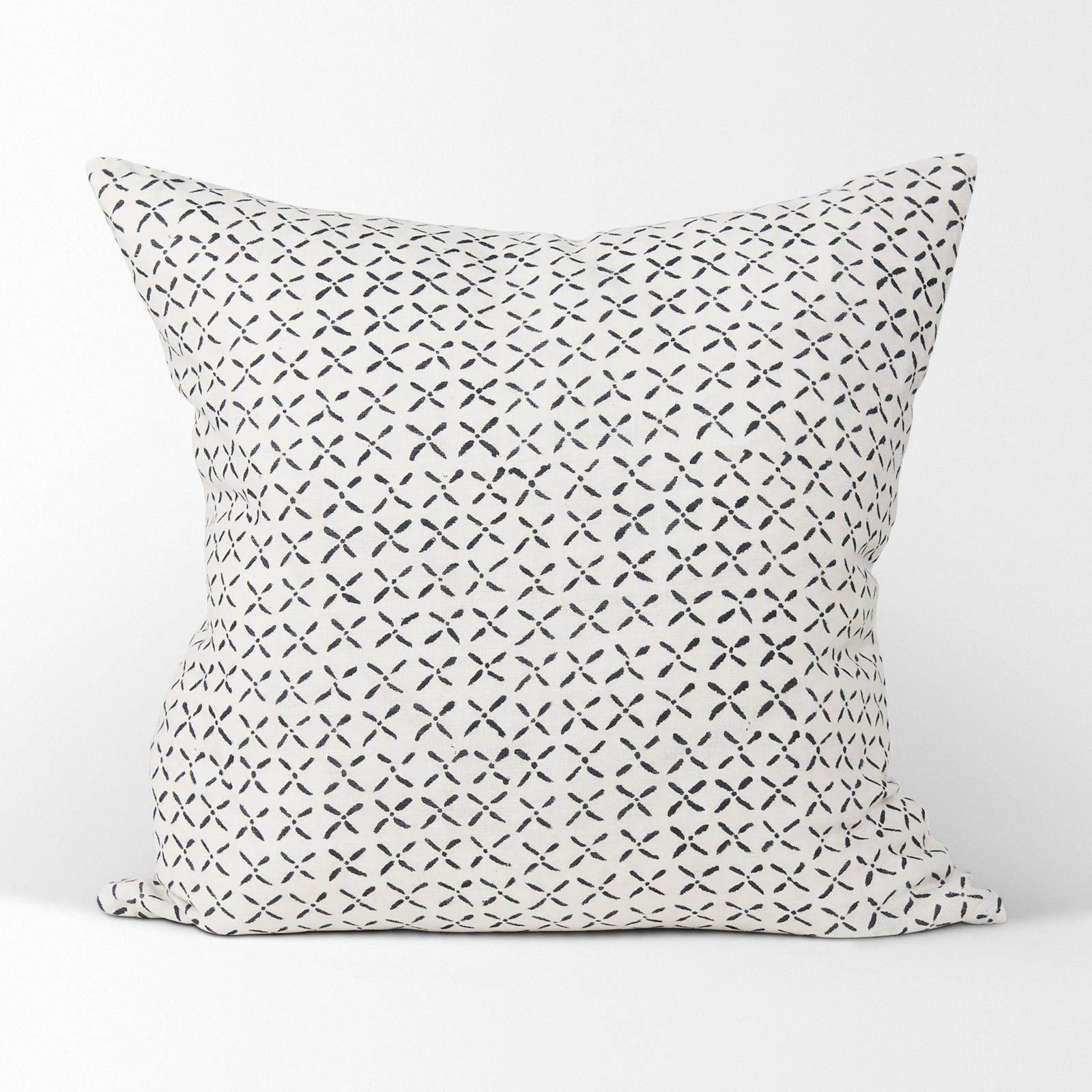 Mercana Jayden Cream w/ Black Print Linen Decorative Pillow Cover Clearance