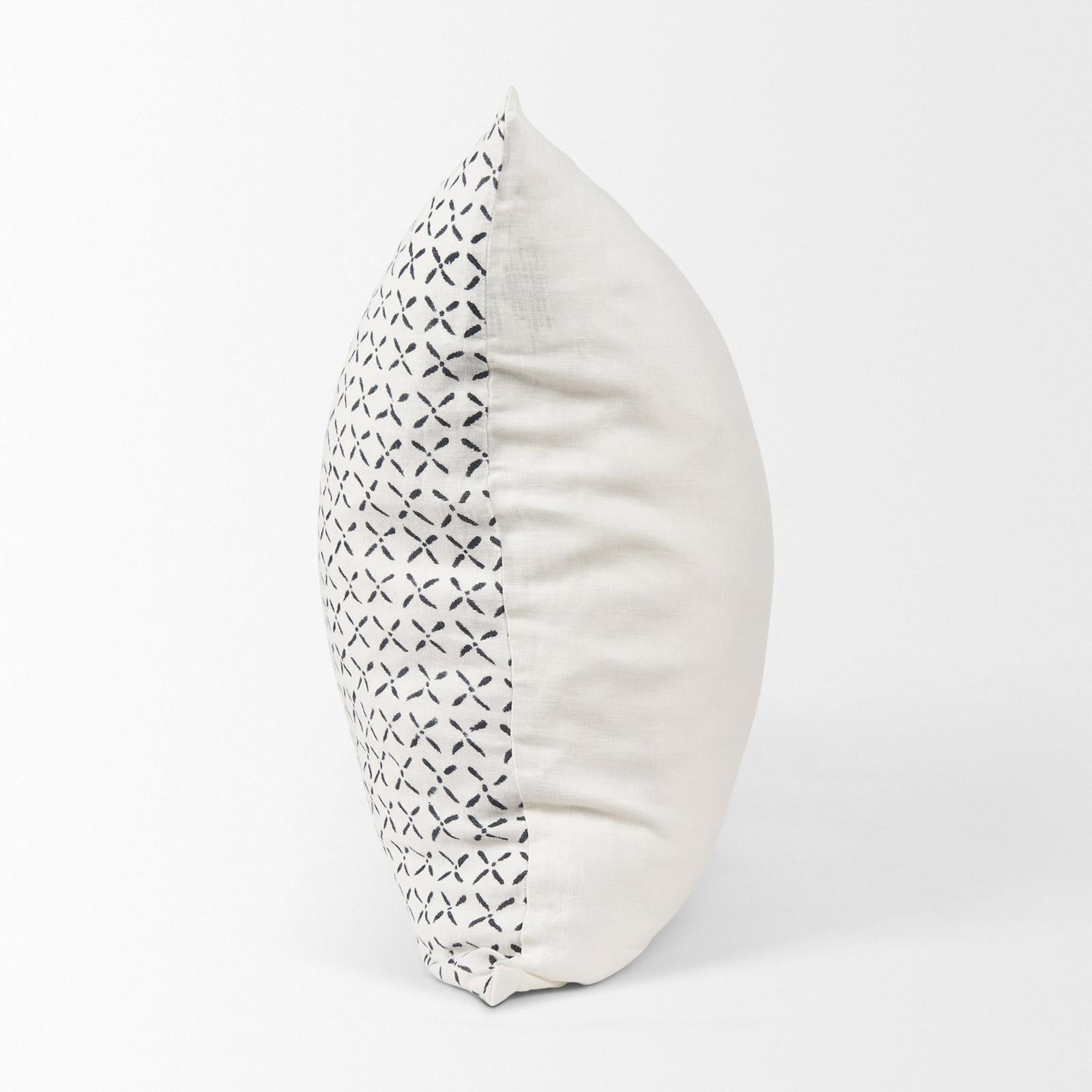 Mercana Jayden Cream w/ Black Print Linen Decorative Pillow Cover Clearance