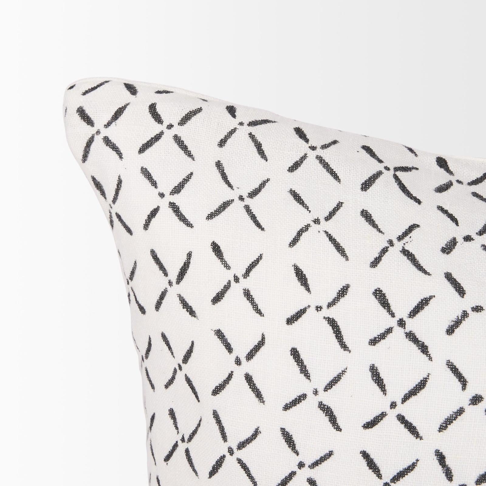 Mercana Jayden Cream w/ Black Print Linen Decorative Pillow Cover Clearance
