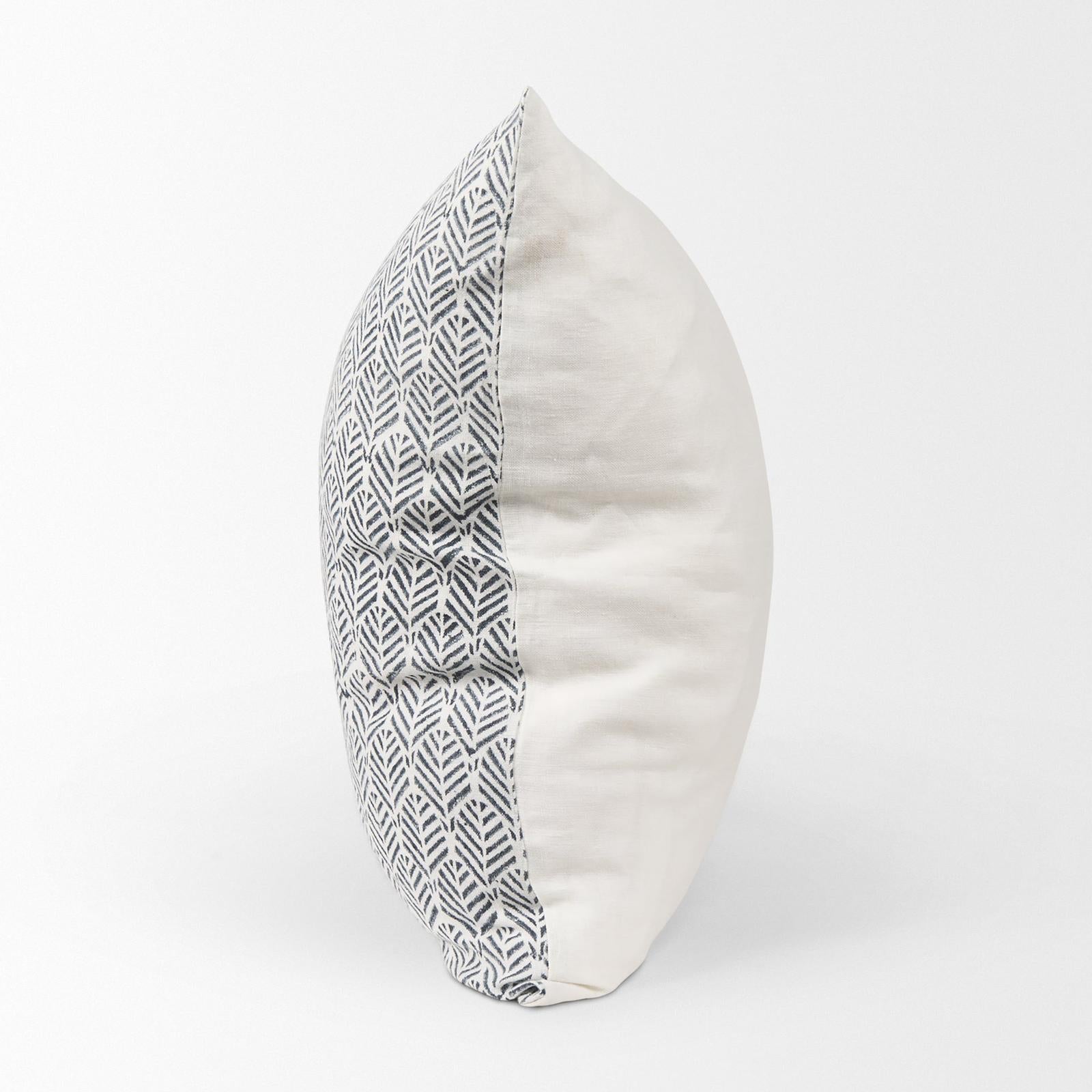 Mercana Jennelle Cream w/ Indigo Print Linen Square Decorative Pillow Cover Clearance