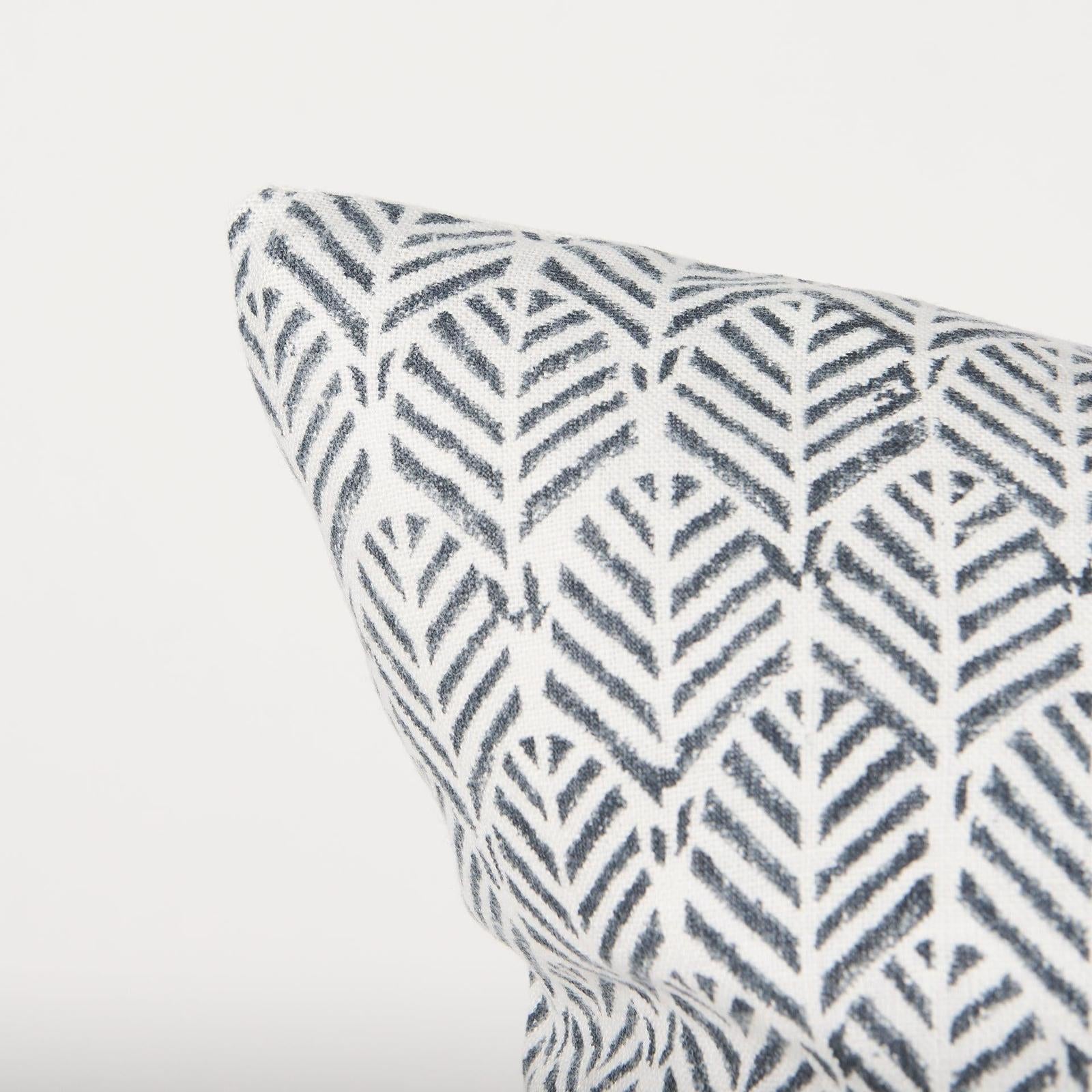 Mercana Jennelle Cream w/ Indigo Print Linen Square Decorative Pillow Cover Clearance