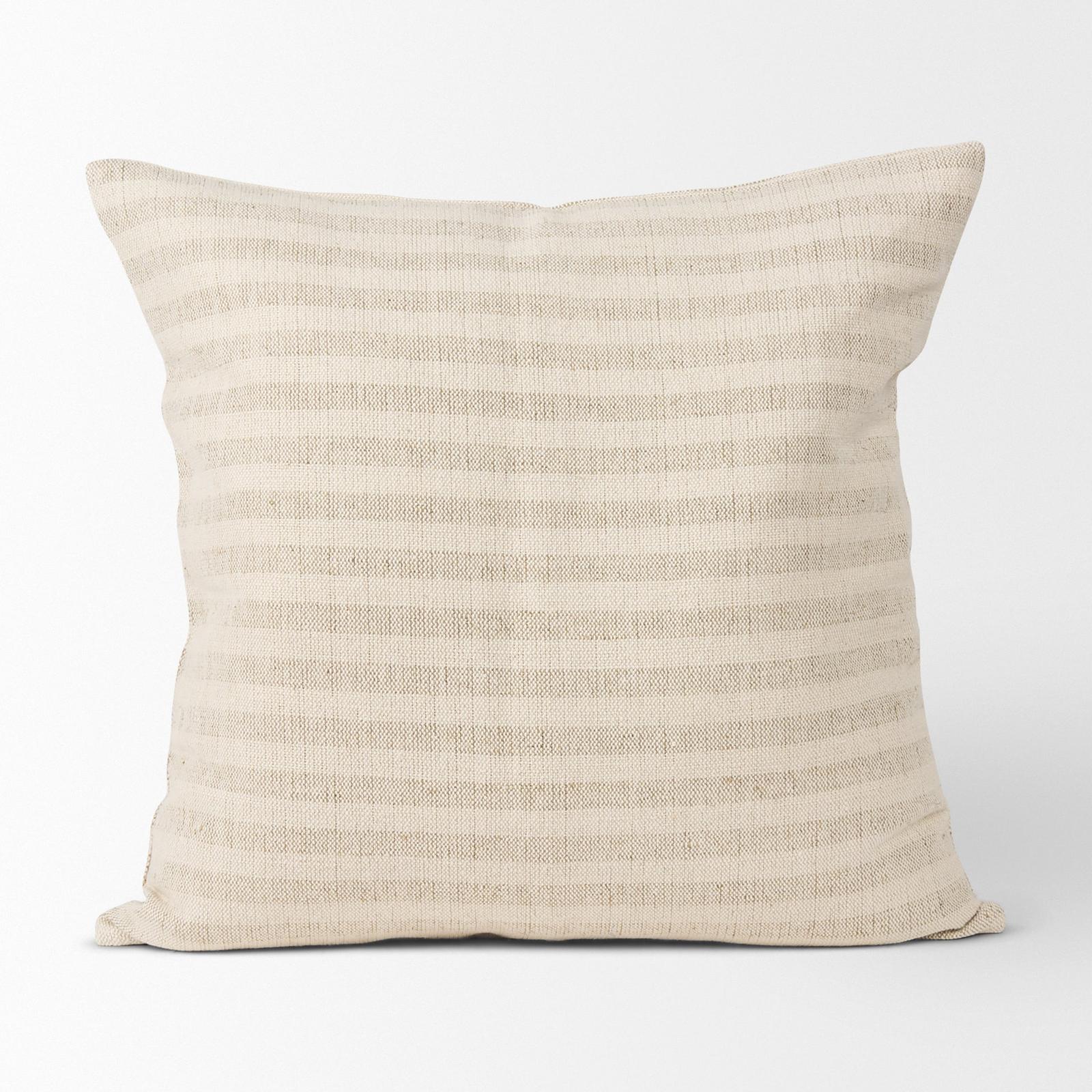 Mercana Jace Cream w/ Beige Stripe Decorative Pillow Cover Clearance
