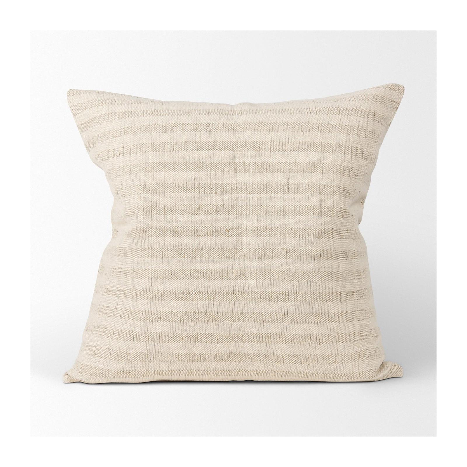 Mercana Jace Cream w/ Beige Stripe Decorative Pillow Cover Clearance