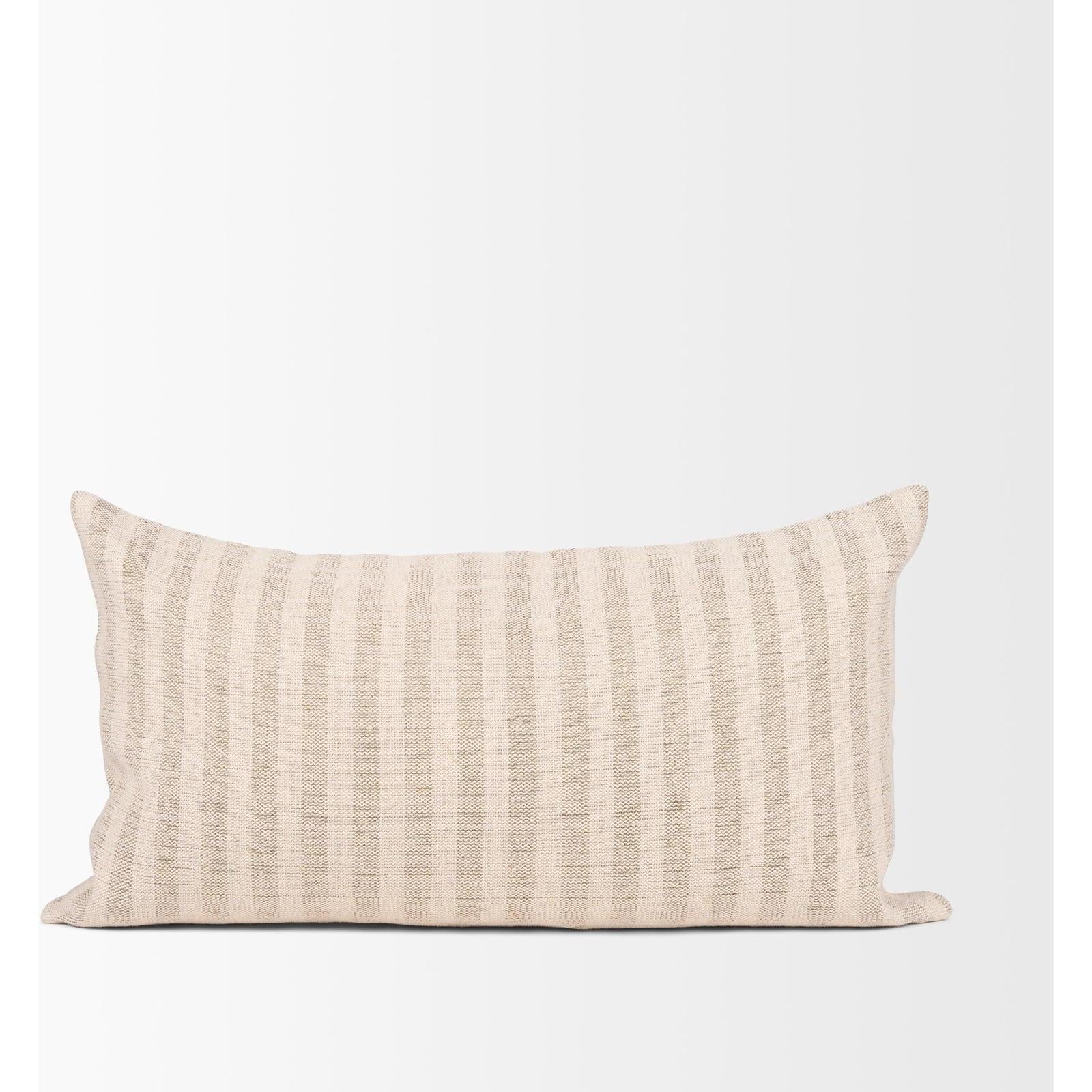 Mercana Jace Cream w/ Beige Stripe Decorative Pillow Cover Clearance