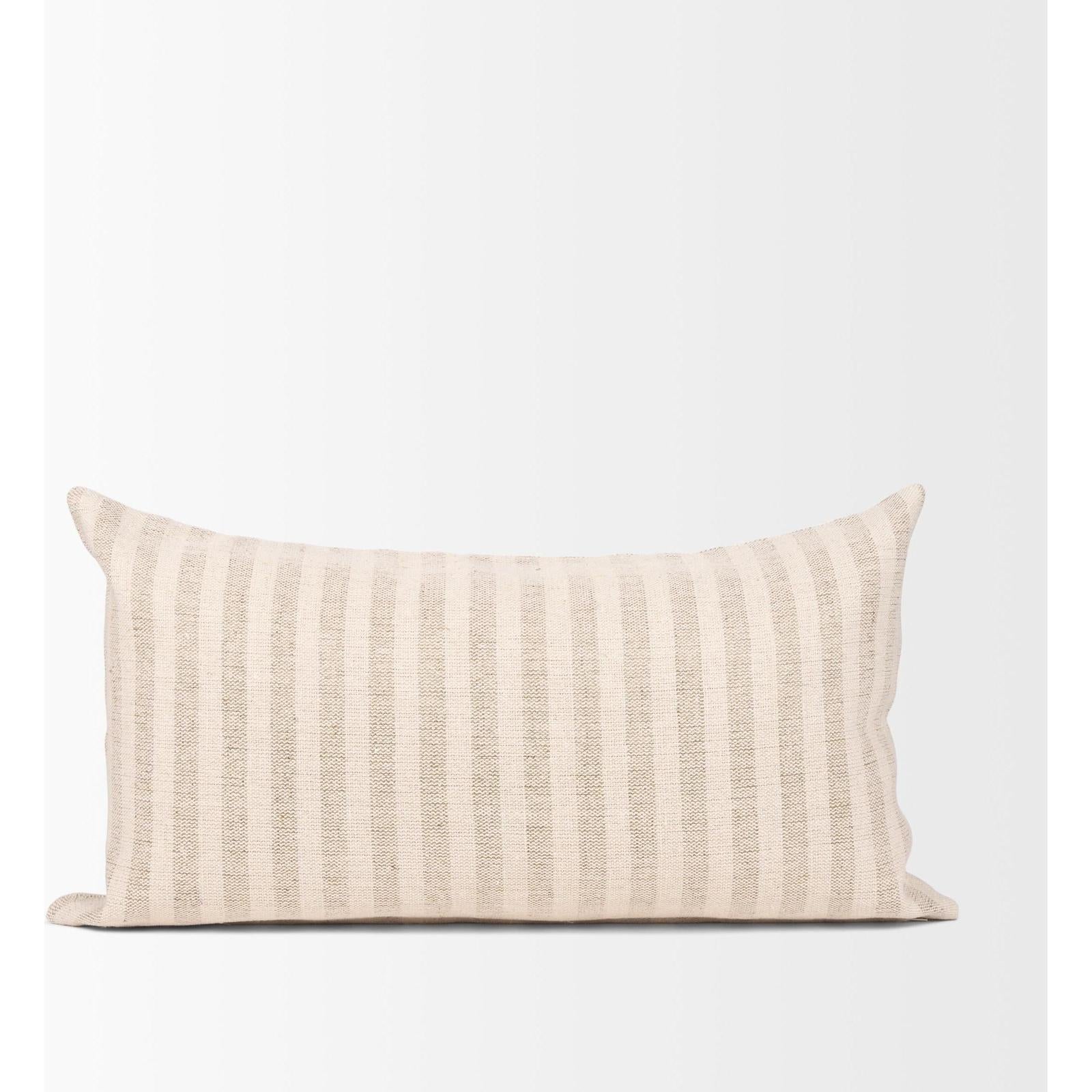 Mercana Jace Cream w/ Beige Stripe Decorative Pillow Cover Clearance