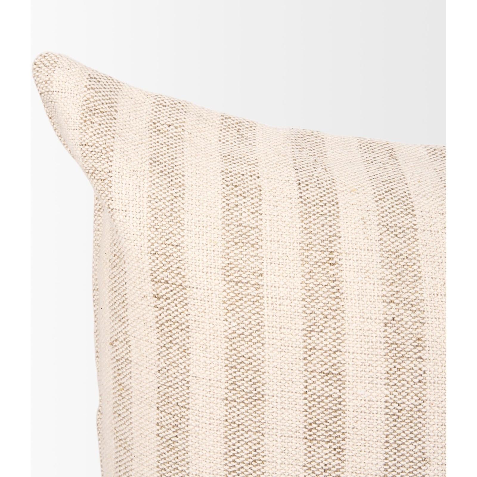 Mercana Jace Cream w/ Beige Stripe Decorative Pillow Cover Clearance
