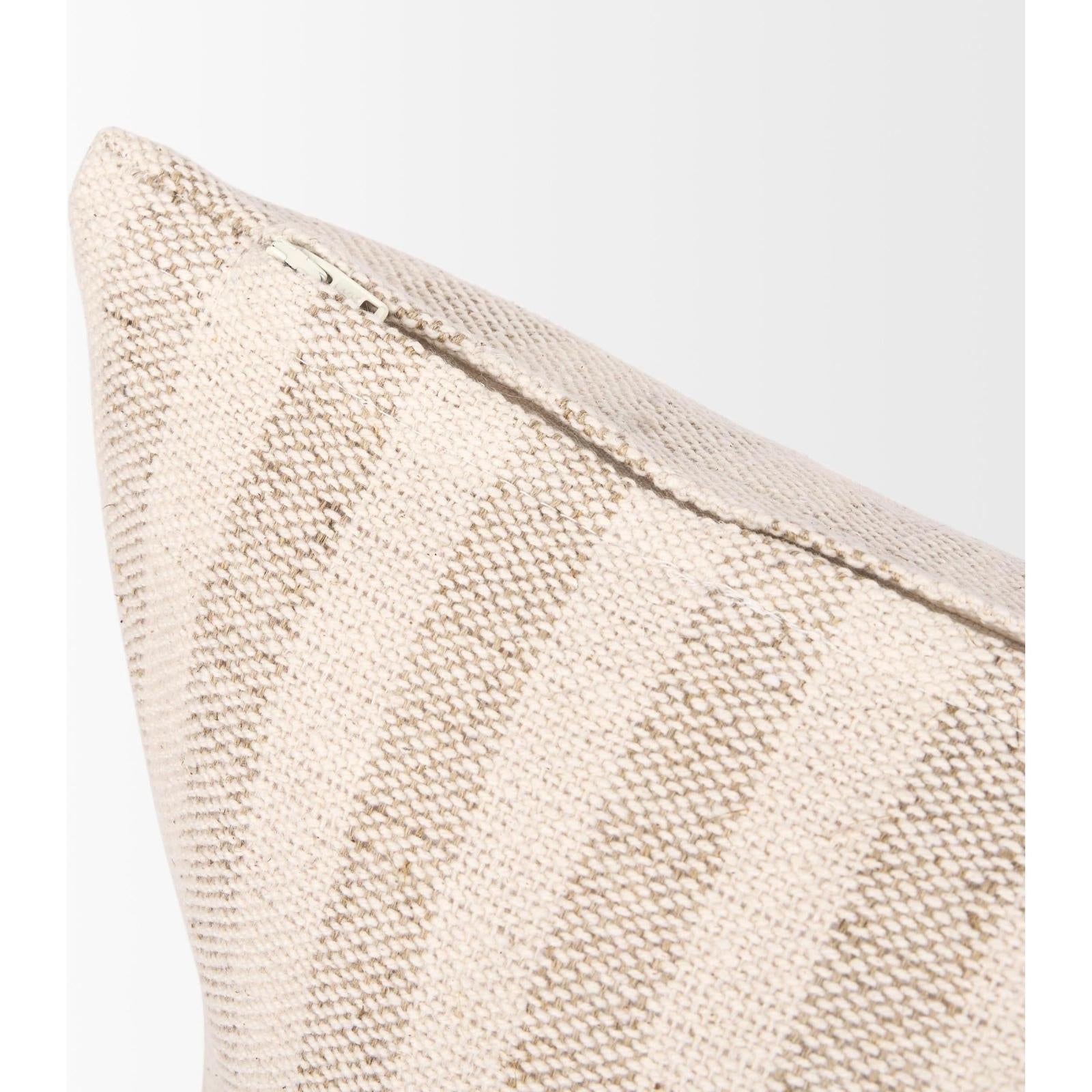 Mercana Jace Cream w/ Beige Stripe Decorative Pillow Cover Clearance