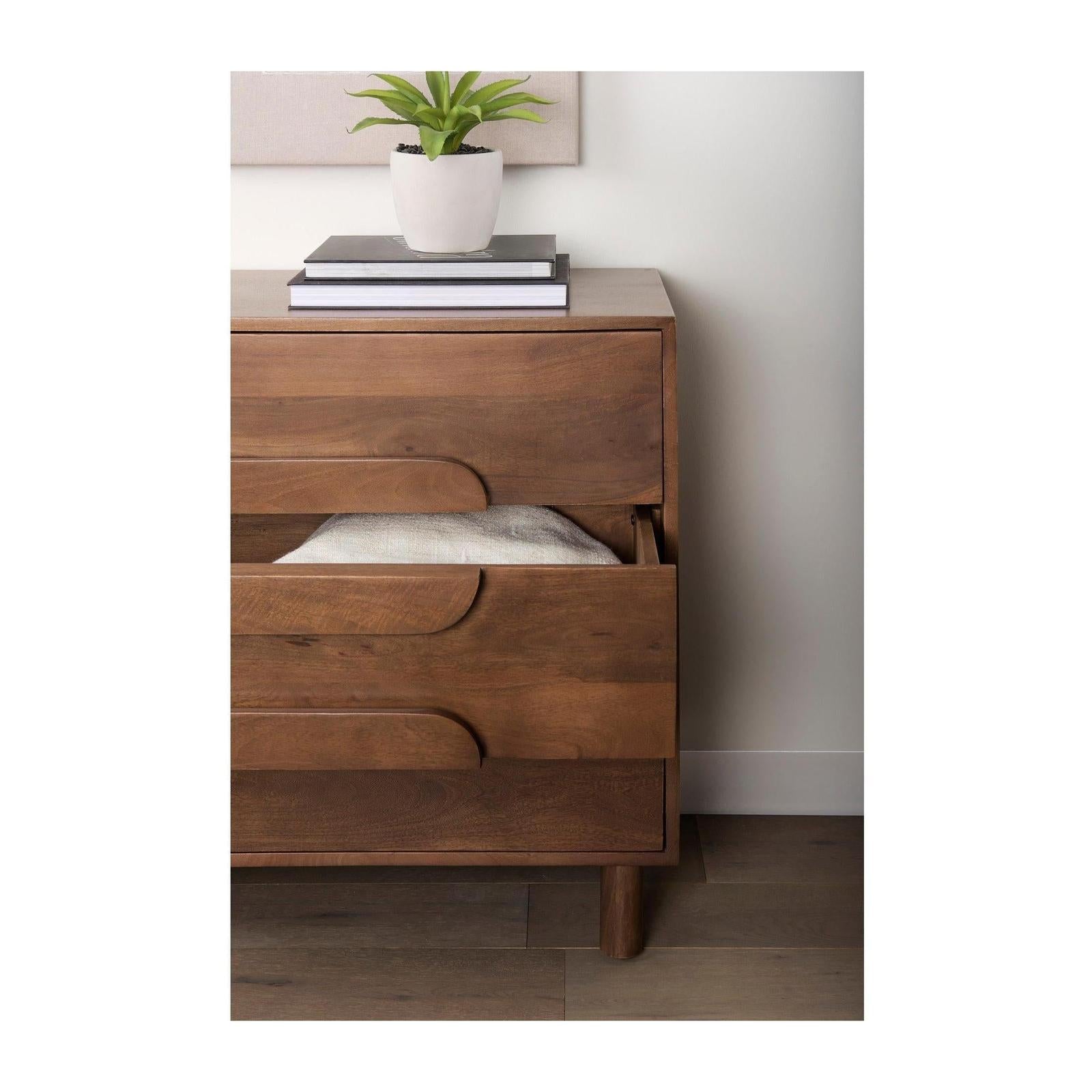 Mercana Astrid Medium Brown Solid Wood 3 Drawer Cabinet