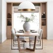 Mercana Stamford Beige Upholstered Seat w/ Wood Back, Black Metal Frame Dining Chair