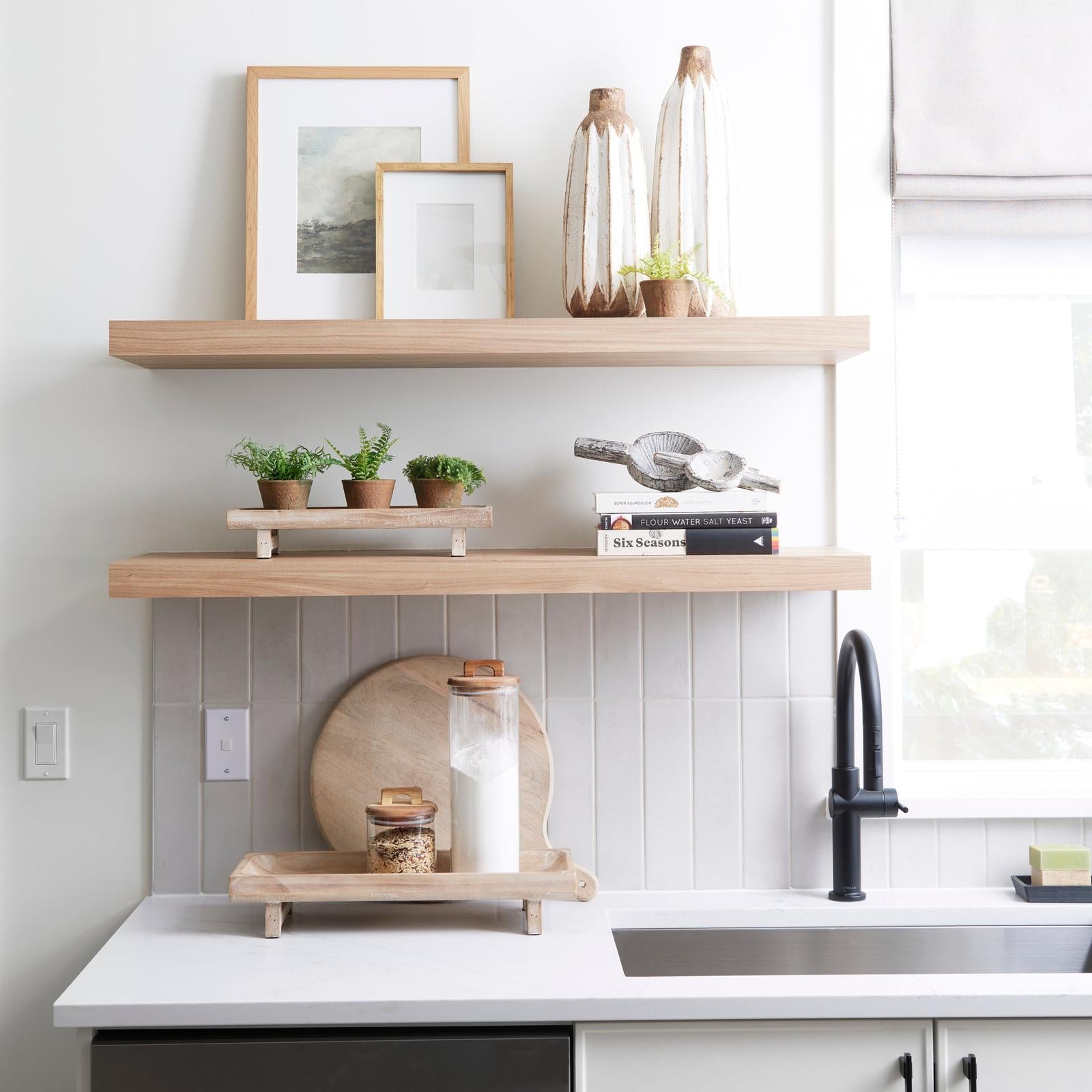 Mercana Carver White Washed Wood Trays- Set of 2