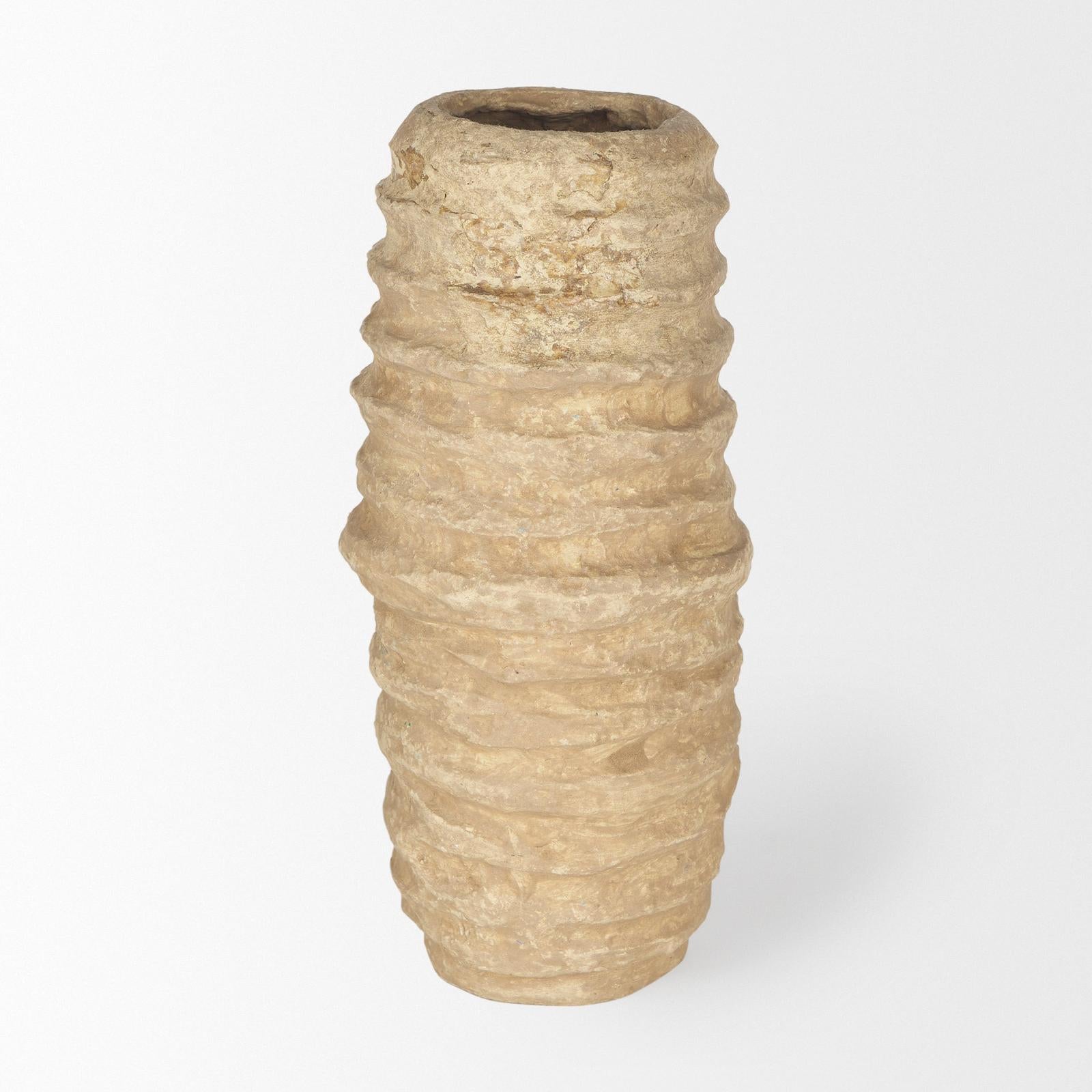 Mercana Kamli Beige Paper Mache Vase