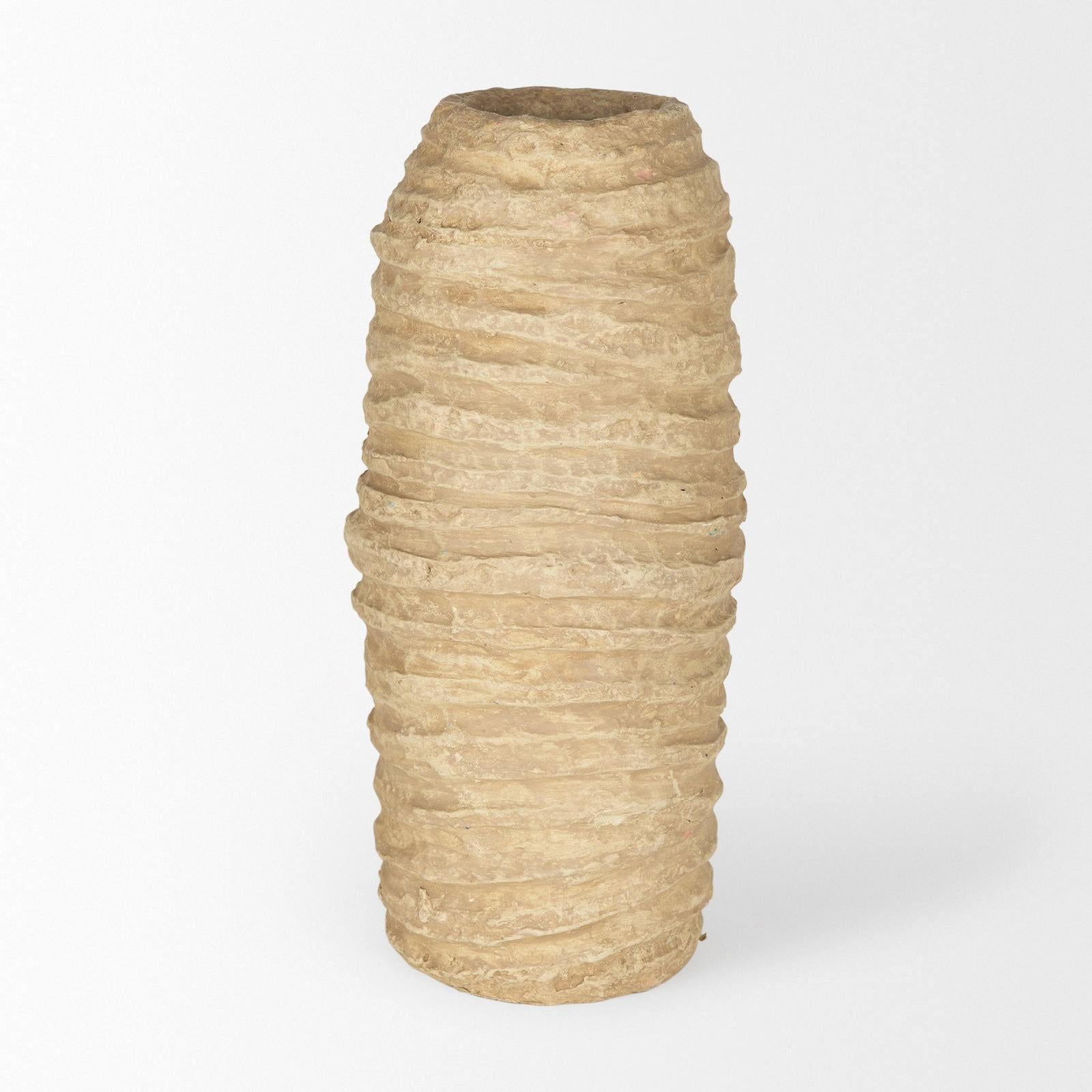 Mercana Kamli Beige Paper Mache Vase