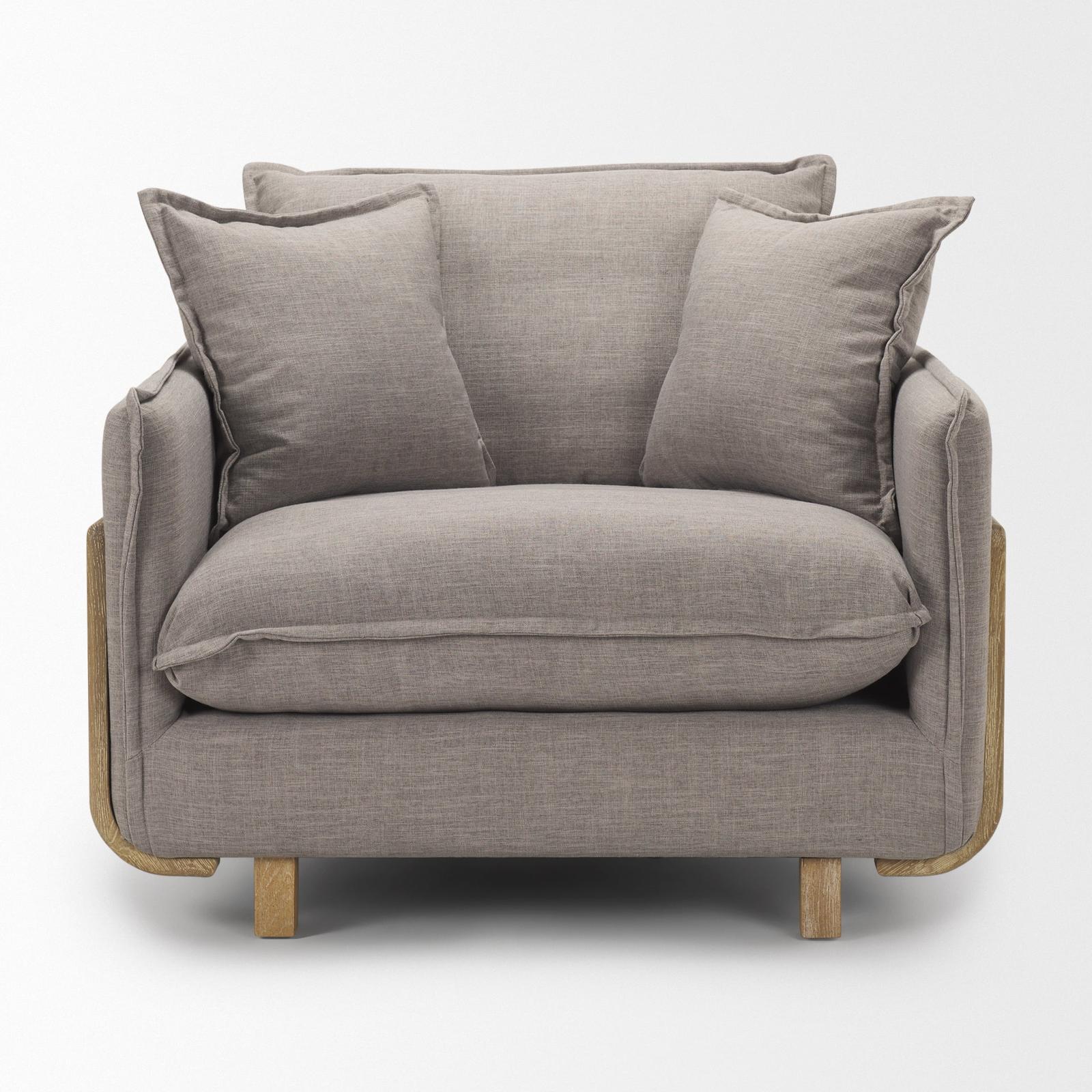 Mercana Roy Upholstered and Brown Wood Frame Arm Chair Clearance