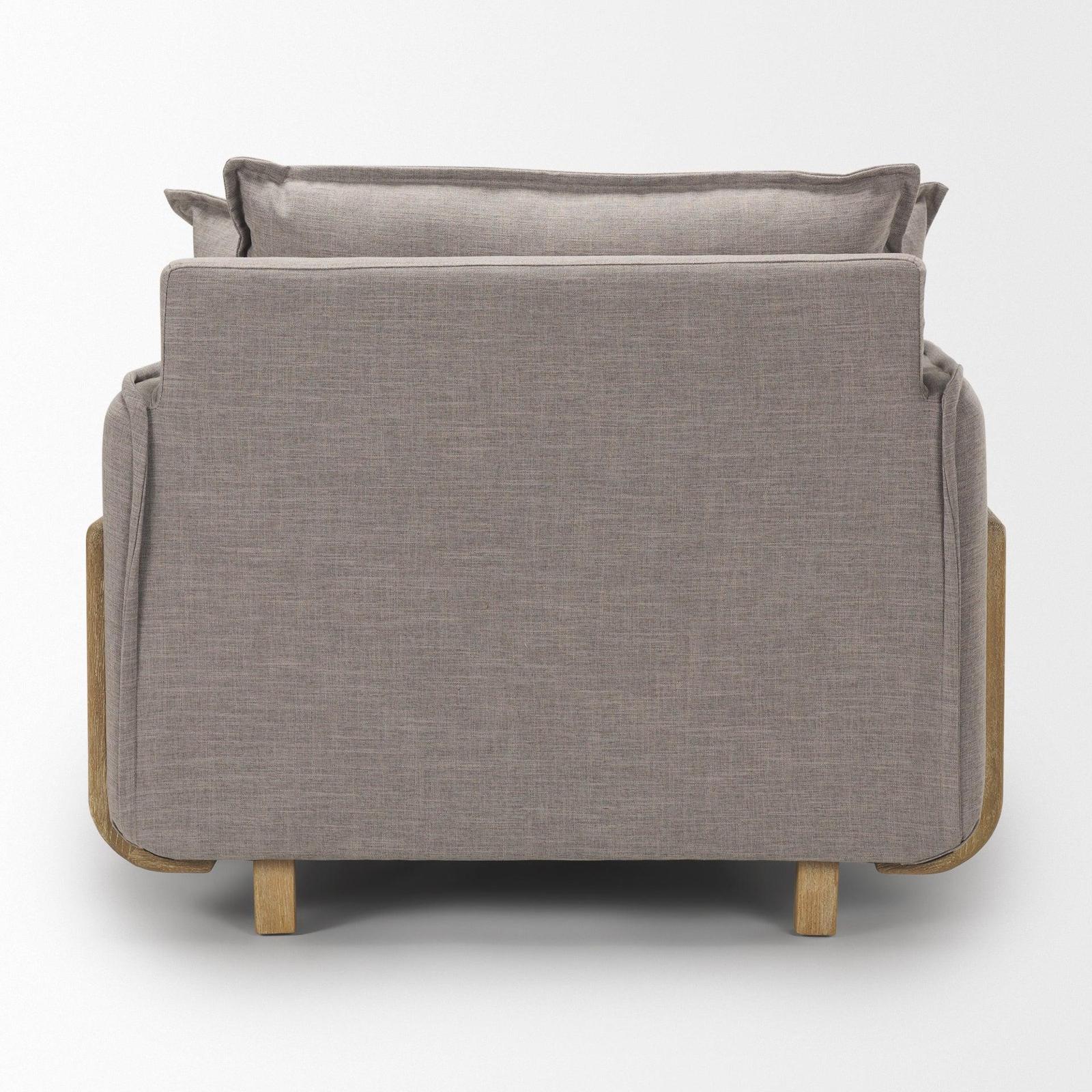 Mercana Roy Upholstered and Brown Wood Frame Arm Chair Clearance