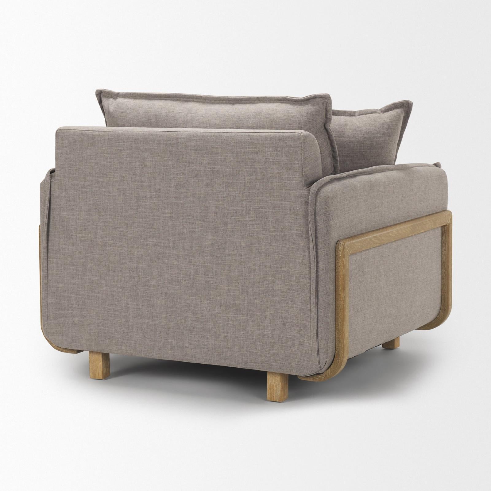 Mercana Roy Upholstered and Brown Wood Frame Arm Chair Clearance