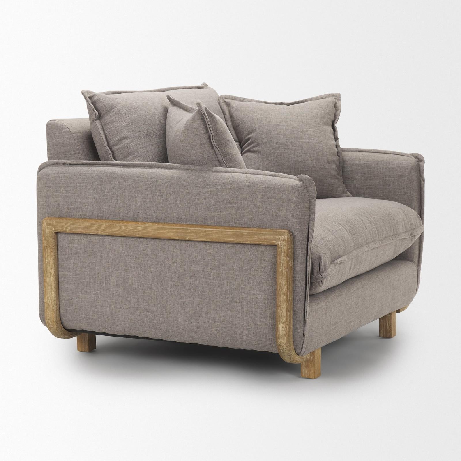 Mercana Roy Upholstered and Brown Wood Frame Arm Chair Clearance