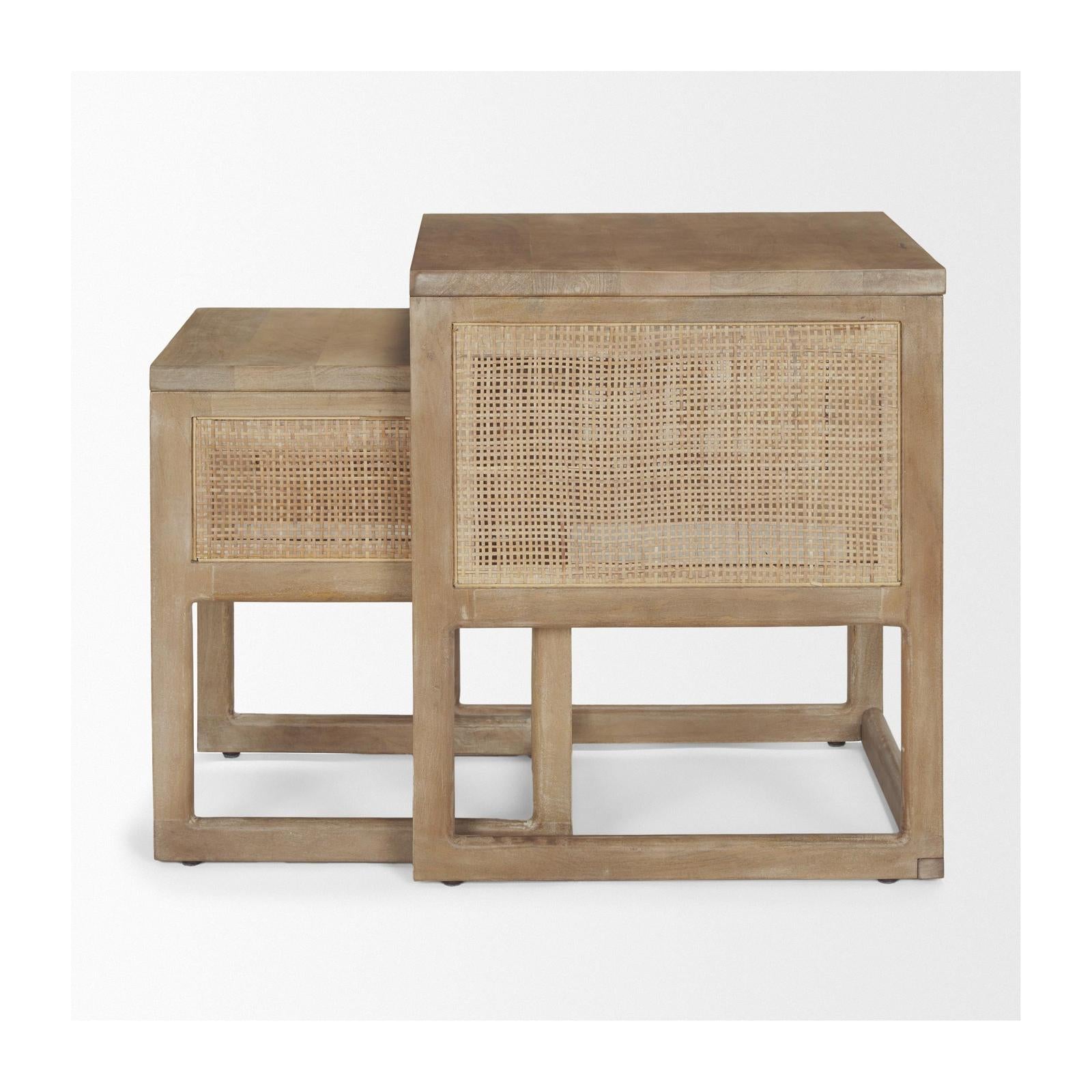 Mercana Grier Cane Nesting Accent Tables- Set of 2