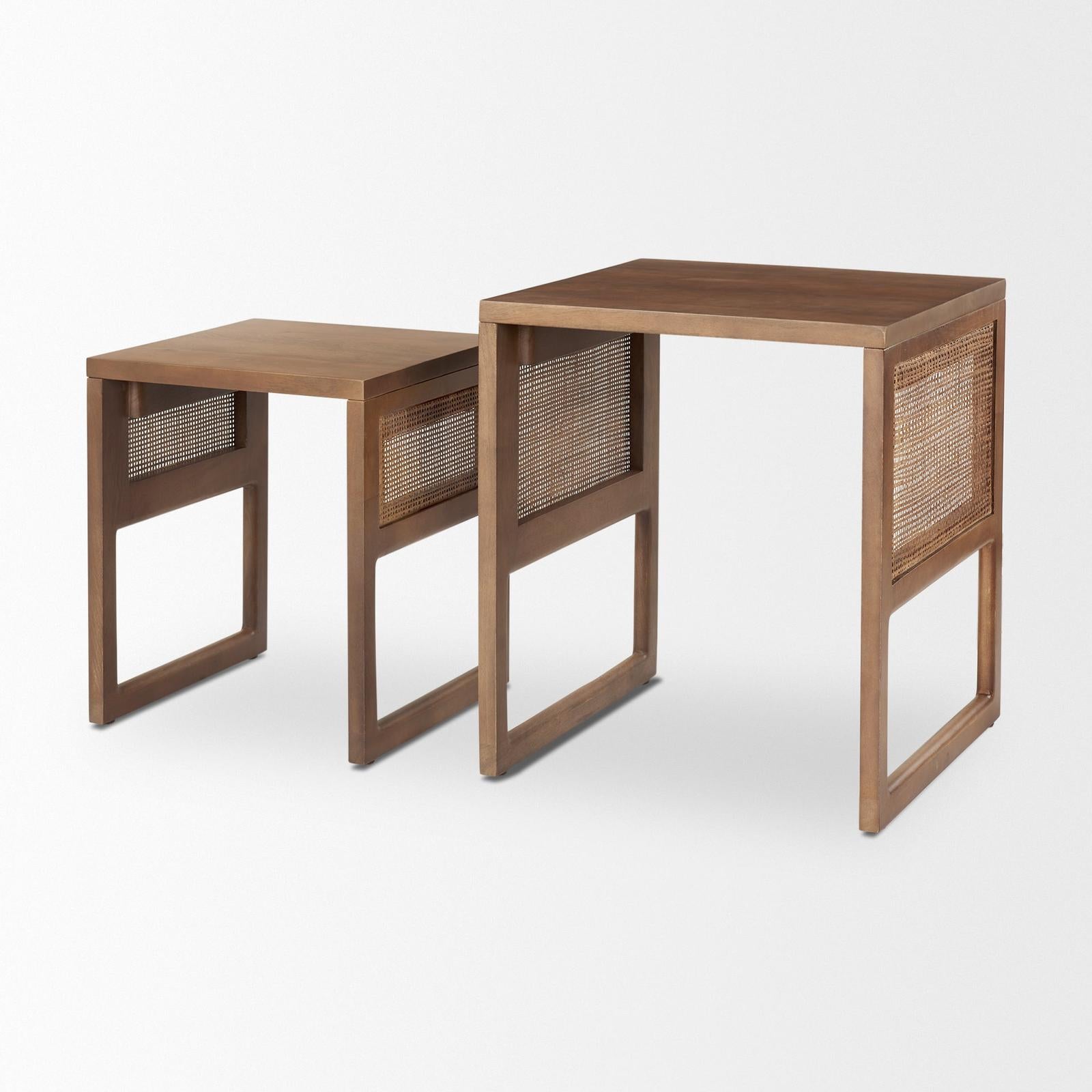 Mercana Grier Cane Nesting Accent Tables- Set of 2