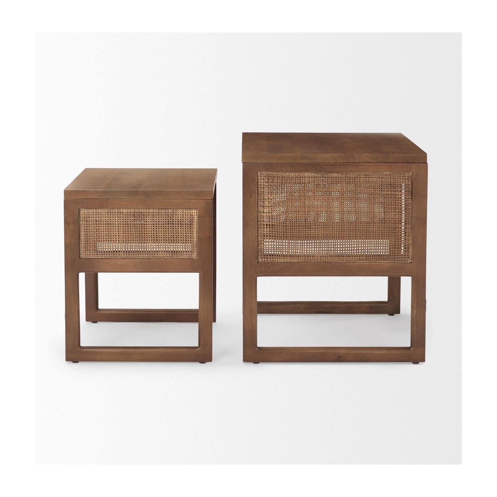 Mercana Grier Cane Nesting Accent Tables- Set of 2