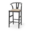 Mercana Trixie Black Wood Frame w/ Dark Taupe Fabric Seat Bar Stool Clearance